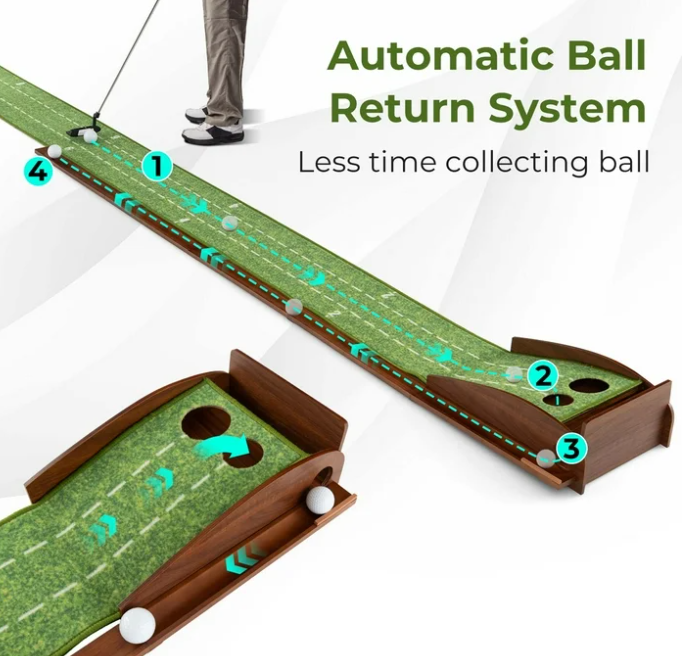 Costway Putting Green Practice Golf Putting Mat with Auto Ball Return