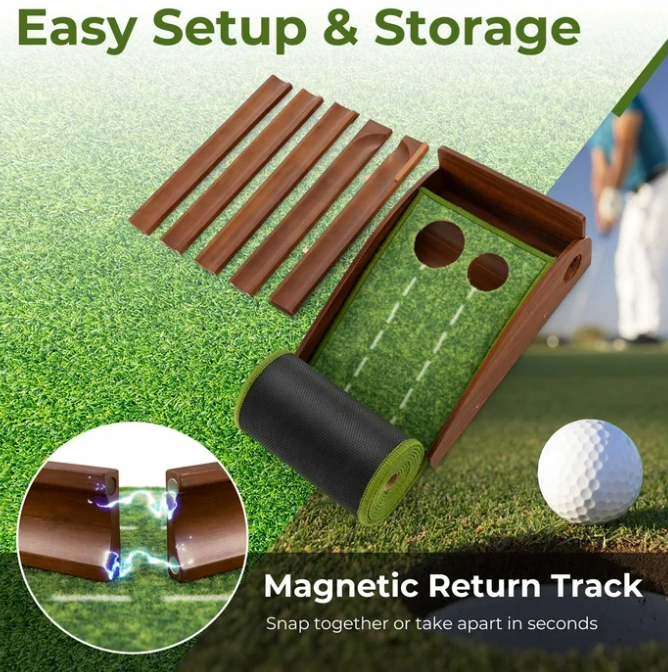 Costway Putting Green Practice Golf Putting Mat with Auto Ball Return