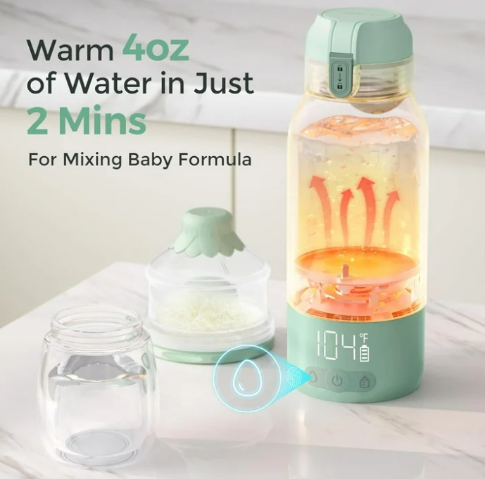 Momcozy Portable Milk Warmer for Travel – Dual Heating Modes for Breast Milk & Water, Portable Bottle Warmer, 17 Ounces