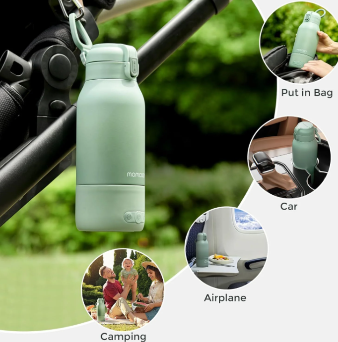 Momcozy Portable Milk Warmer for Travel – Dual Heating Modes for Breast Milk & Water, Portable Bottle Warmer, 17 Ounces