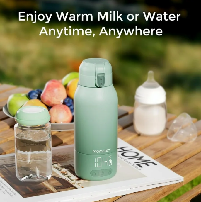 Momcozy Portable Milk Warmer for Travel – Dual Heating Modes for Breast Milk & Water, Portable Bottle Warmer, 17 Ounces