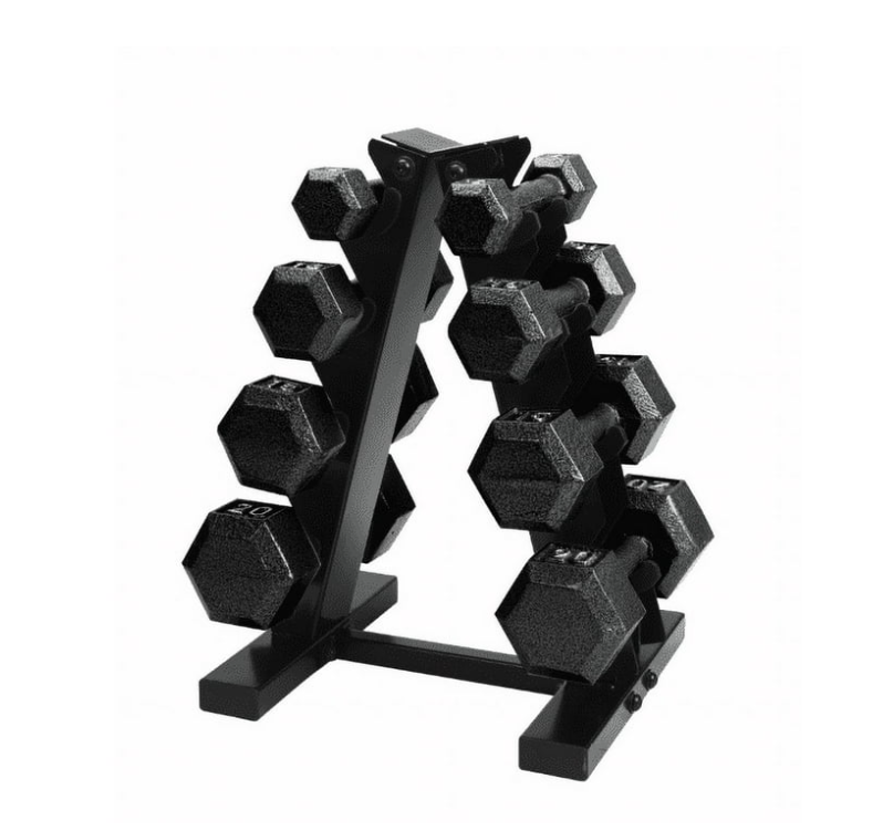 Cap Barbell 100 lb Cast Iron Hex Dumbbell Weight Set with Rack, Black