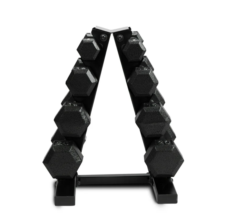 Cap Barbell 100 lb Cast Iron Hex Dumbbell Weight Set with Rack, Black
