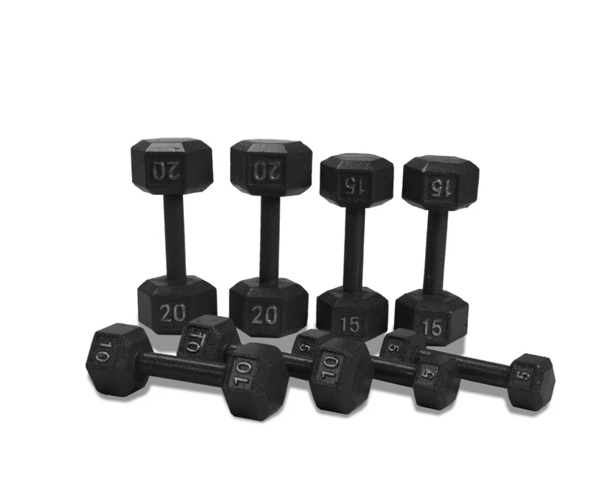 Cap Barbell 100 lb Cast Iron Hex Dumbbell Weight Set with Rack, Black