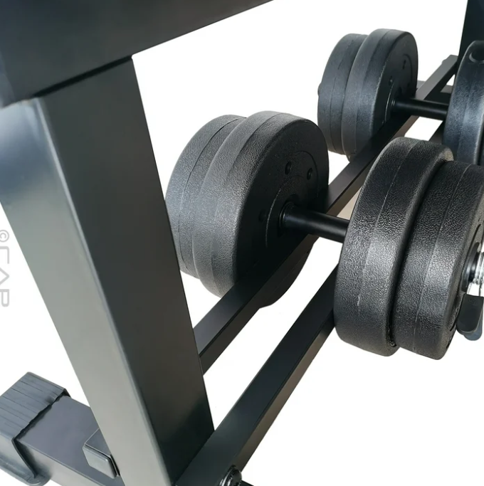 CAP Flat Weight Bench & 50 lb Adjustable Vinyl Dumbbell Set Combo