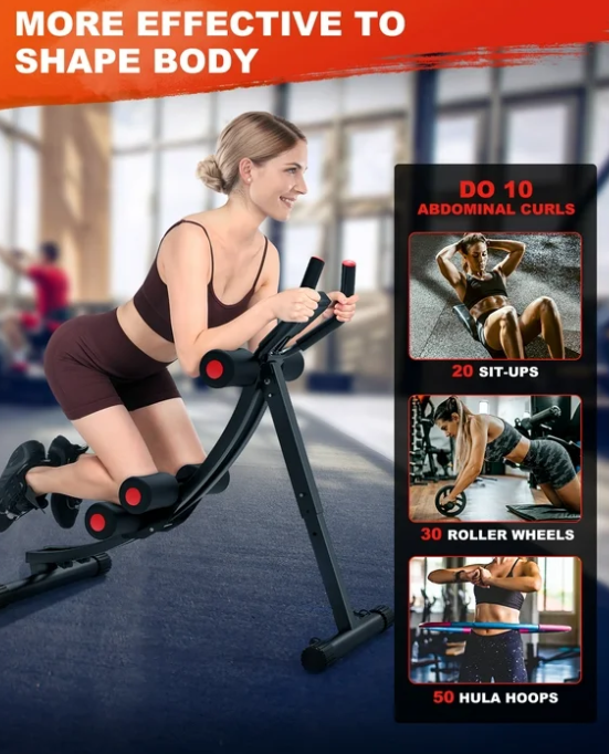 GIKPAL Foldable Ab Machine, Ab Workout Equipment for Home Gym,Core & Abdominal Trainer Fitness Equipment Max 440lbs with LCD Display