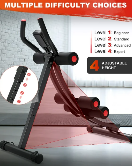 GIKPAL Foldable Ab Machine, Ab Workout Equipment for Home Gym,Core & Abdominal Trainer Fitness Equipment Max 440lbs with LCD Display