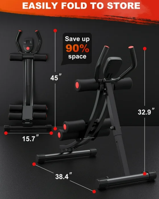 GIKPAL Foldable Ab Machine, Ab Workout Equipment for Home Gym,Core & Abdominal Trainer Fitness Equipment Max 440lbs with LCD Display