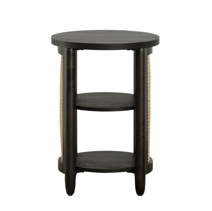 Better Homes & Gardens Springwood Caning Side Table, Charcoal Finish