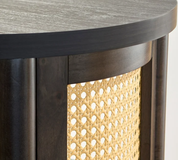 Better Homes & Gardens Springwood Caning Side Table, Charcoal Finish