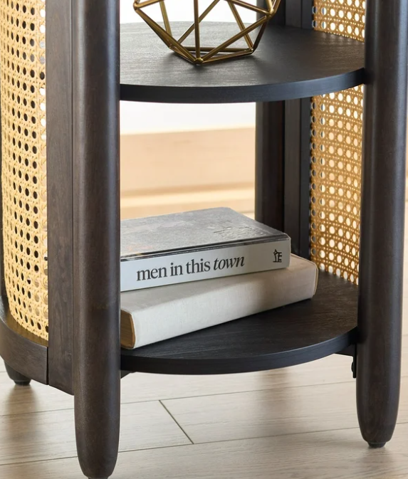 Better Homes & Gardens Springwood Caning Side Table, Charcoal Finish
