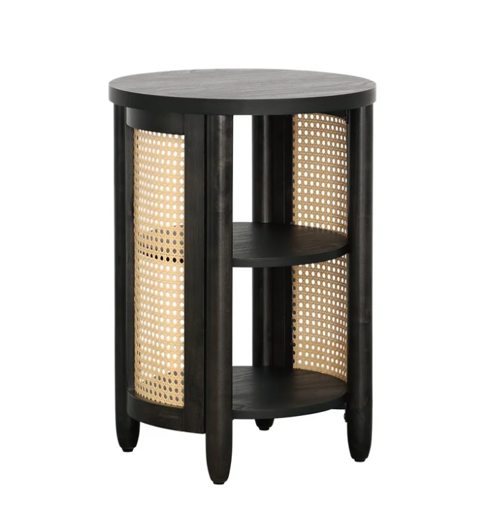 Better Homes & Gardens Springwood Caning Side Table, Charcoal Finish