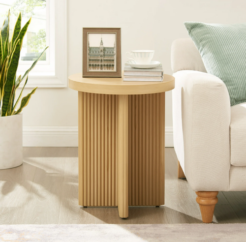 Better Homes & Gardens Lillian Fluted End Table, Natural Pine Finish