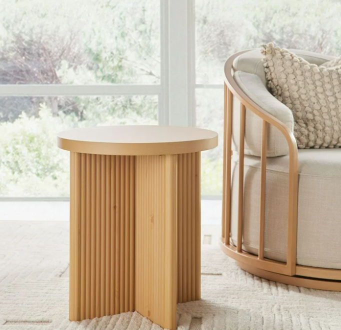 Better Homes & Gardens Lillian Fluted End Table, Natural Pine Finish
