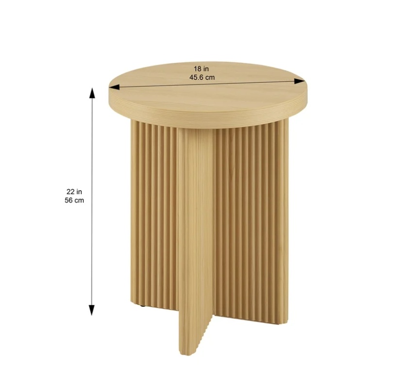 Better Homes & Gardens Lillian Fluted End Table, Natural Pine Finish