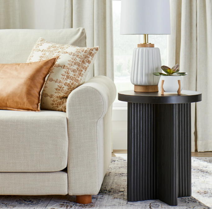 Better Homes & Gardens Lillian Fluted End Table, Natural Pine Finish