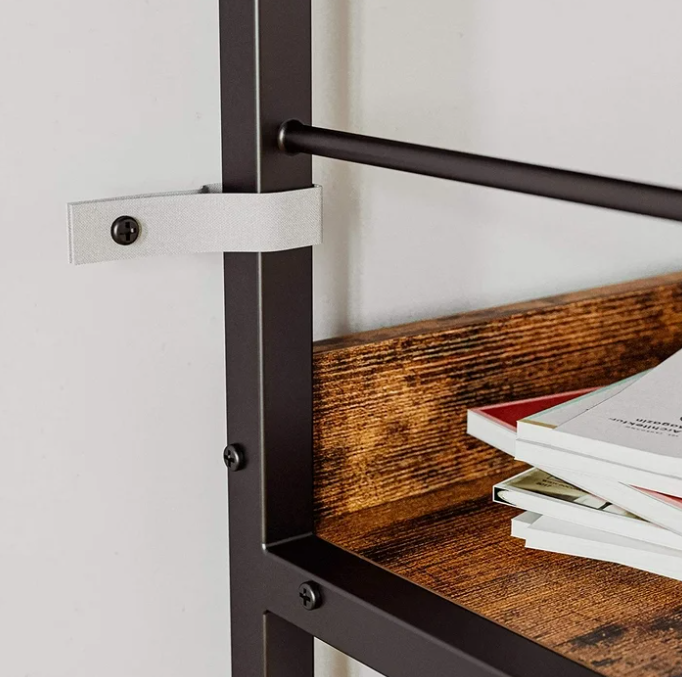 IRONCK Bookshelves and Bookcases 5 Tiers Ladder Shelf Home Office, Rustic Brown