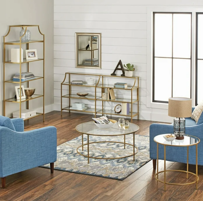 Better Homes & Gardens 71" Nola 5 Shelf Etagere Bookcase, Gold Finish