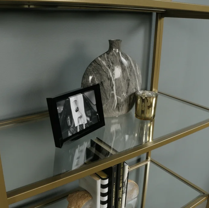 Better Homes & Gardens 71" Nola 5 Shelf Etagere Bookcase, Gold Finish