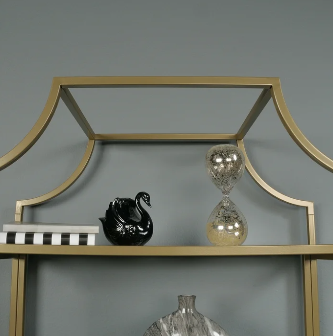 Better Homes & Gardens 71" Nola 5 Shelf Etagere Bookcase, Gold Finish