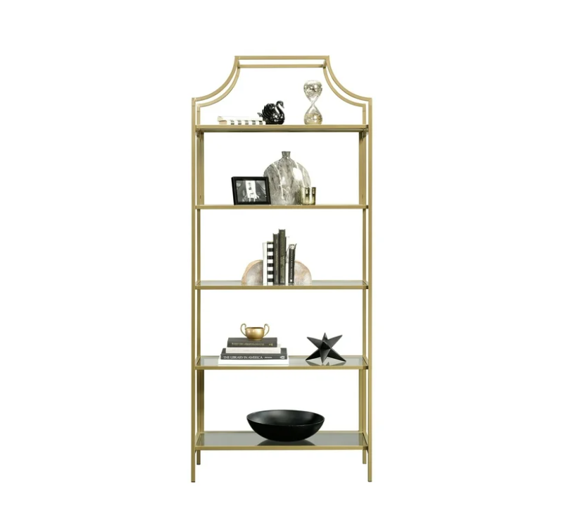 Better Homes & Gardens 71" Nola 5 Shelf Etagere Bookcase, Gold Finish