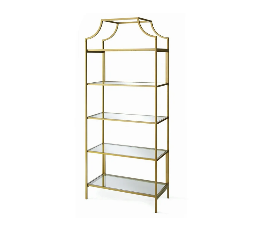 Better Homes & Gardens 71" Nola 5 Shelf Etagere Bookcase, Gold Finish
