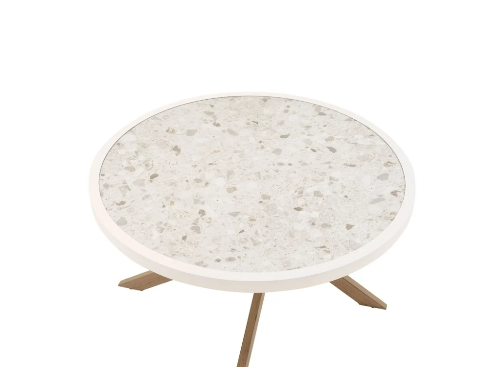 Better Homes & Gardens Paige Weather-Resistant Steel and Tile 37" Round Outdoor Coffee Table, Beige