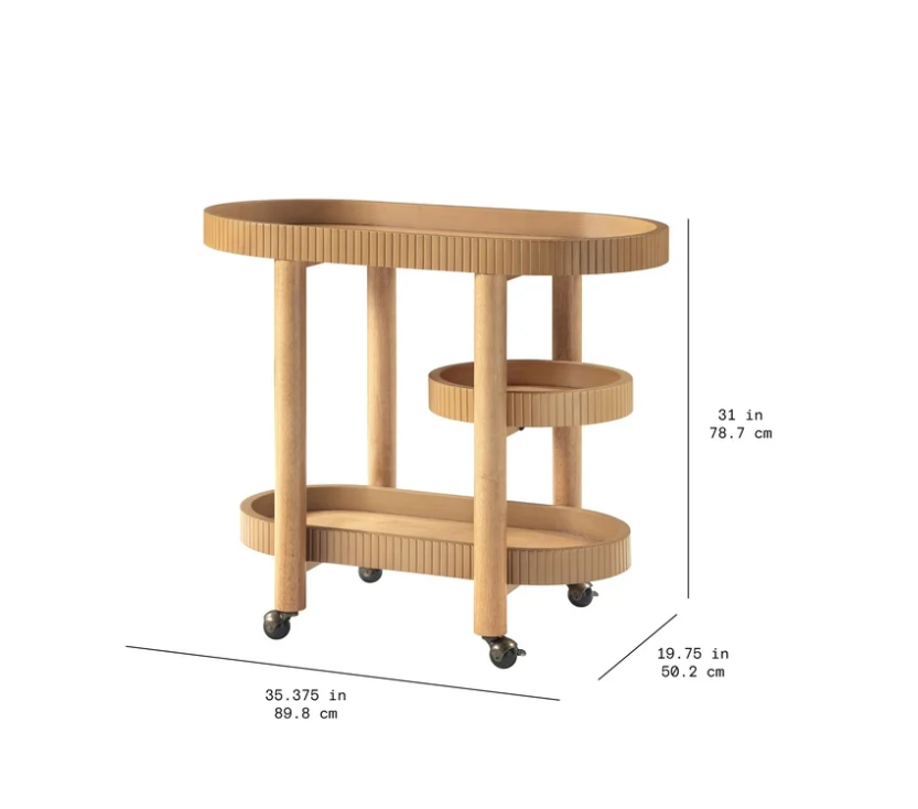 Beautiful Drew Bar Cart by Drew Barrymore, Warm Honey