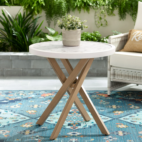 Better Homes & Gardens Paige 27" Round Outdoor Tile Top Bistro Table, White