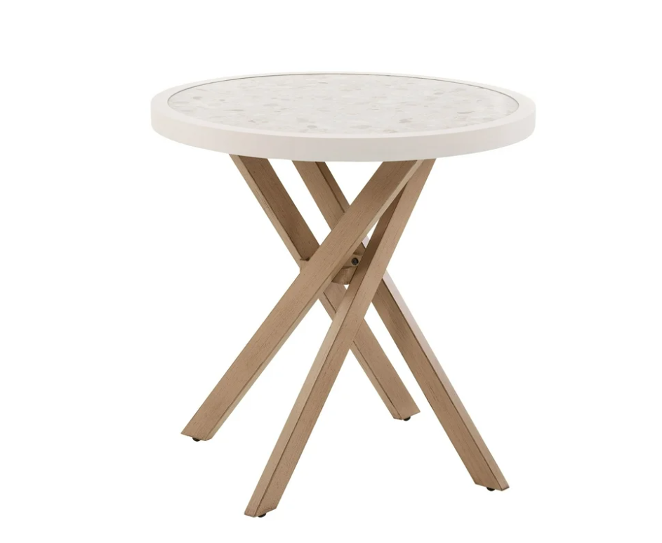 Better Homes & Gardens Paige 27" Round Outdoor Tile Top Bistro Table, White