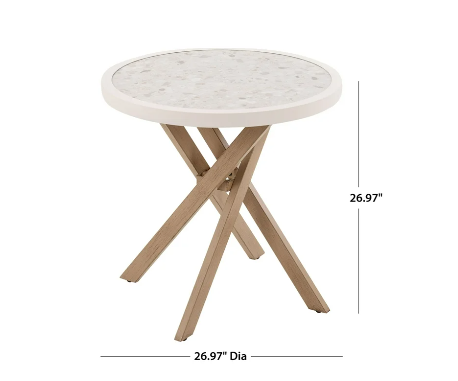 Better Homes & Gardens Paige 27" Round Outdoor Tile Top Bistro Table, White