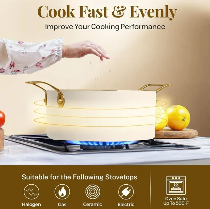 GOTHAM STEEL 15 Pc Ceramic Cookware Set Nonstick, Pots and Pans Set Non Stick for Kitchen with Frying Pan, Sauce Pan, Pots and Pans for Cooking, Non Toxic Cookware Sets, Oven and Dishwasher Safe