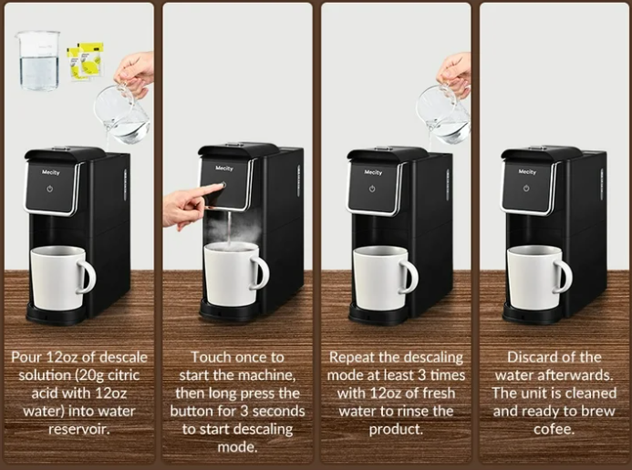 Mecity Stainless Steel Coffee Maker - Single Serve for Ground Coffee & Loose Tea, 6-12 Oz Brew Sizes, Black
