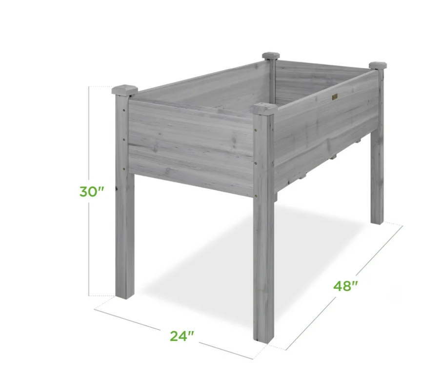 Best Choice Products Raised Garden Bed - Gray, Elevated Wood Planter Box w/ Liner, Foot Caps & Divider Panel (34/48/72in Options)