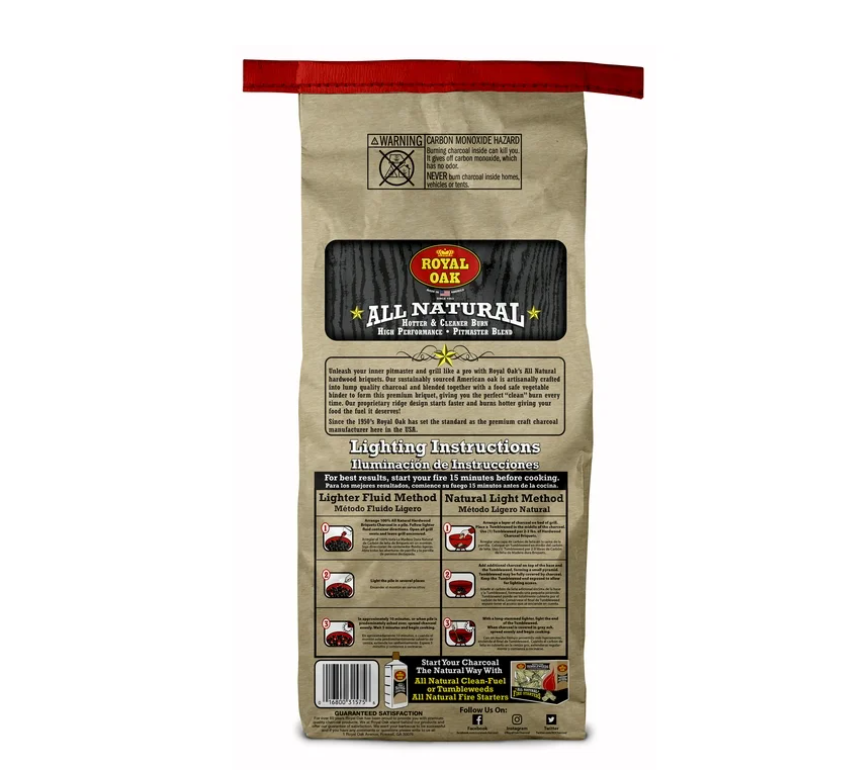 (3 pack) Royal Oak 100% All Natural Hardwood Charcoal Briquets 16 LBS