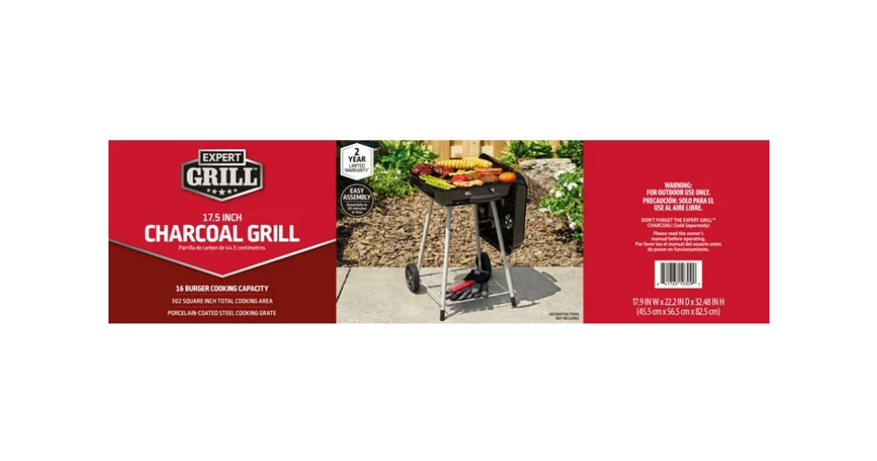 (3 pack) Expert Grill 17.5" Charcoal Grill, with Wheels
