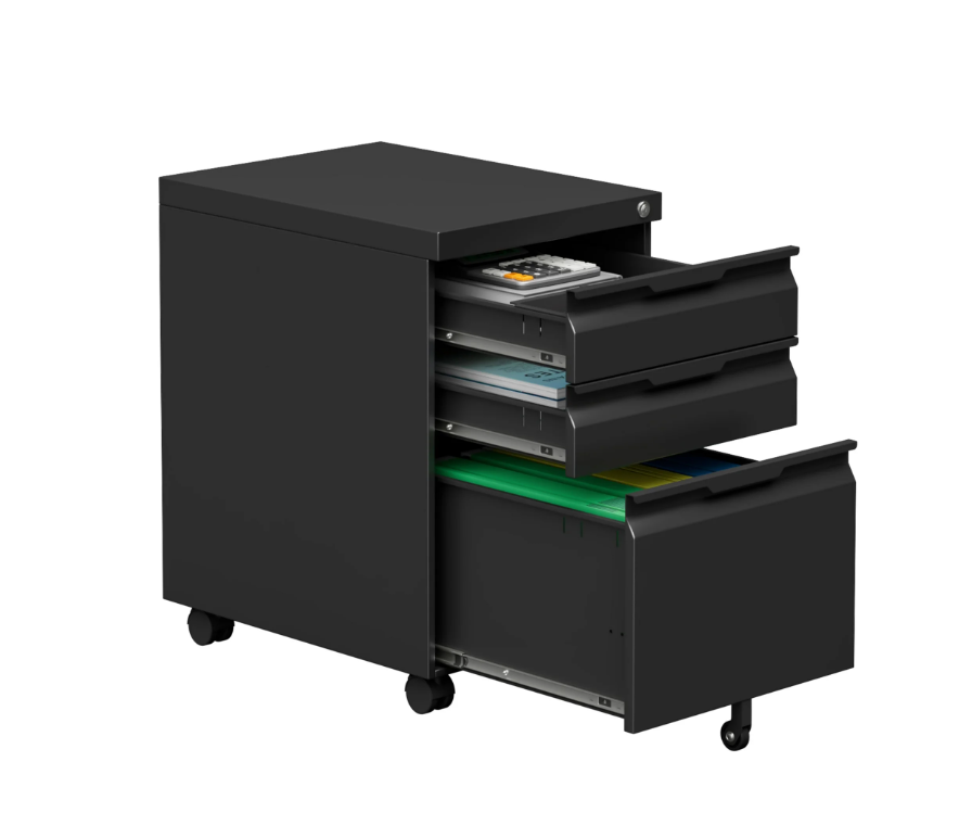 2 Drawer Metal File Cabinet with Lock, Small Filing Cabinets for Home Office,Under Desk Cabinet on Wheels for Folders/Legal/Letter/A4 Files, Assembly Required (Black)