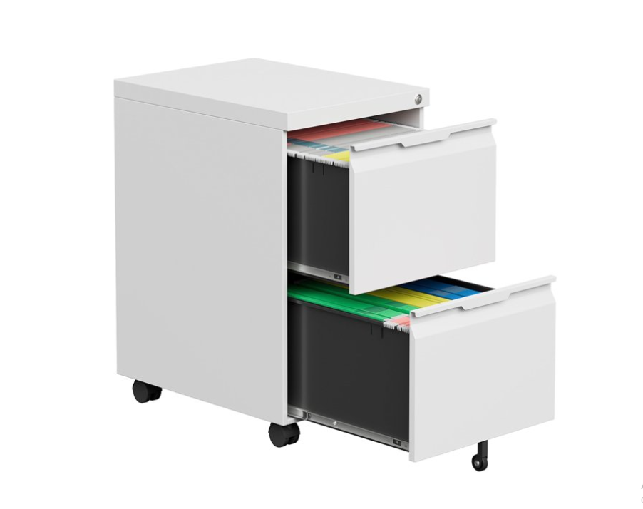 2 Drawer Metal File Cabinet with Lock, Small Filing Cabinets for Home Office,Under Desk Cabinet on Wheels for Folders/Legal/Letter/A4 Files, Assembly Required (Black)