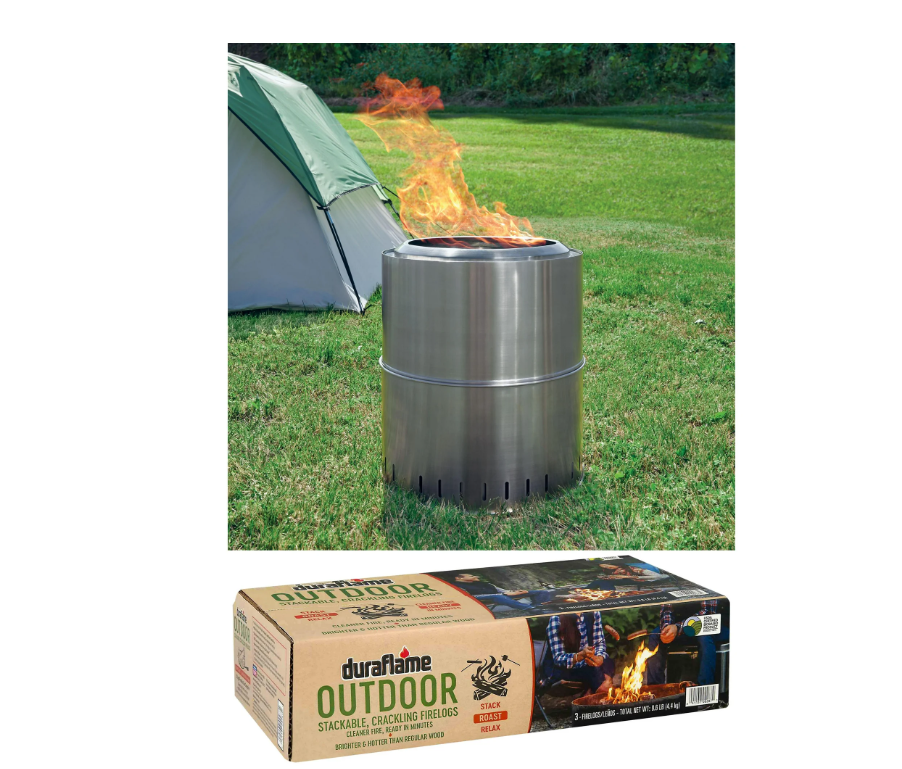 Ozark Trail 15" Collapsible Stainless Steel Smokeless Wood-Burning Camp Fire Pit with Carry Bag