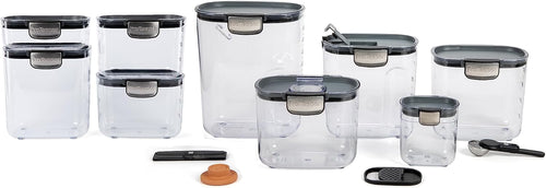 13-Piece Food Storage Container Set – Clear Plastic Flour & Sugar Canisters with Magnetic Accessories (Grey) – Perfect for Kitchen Organization