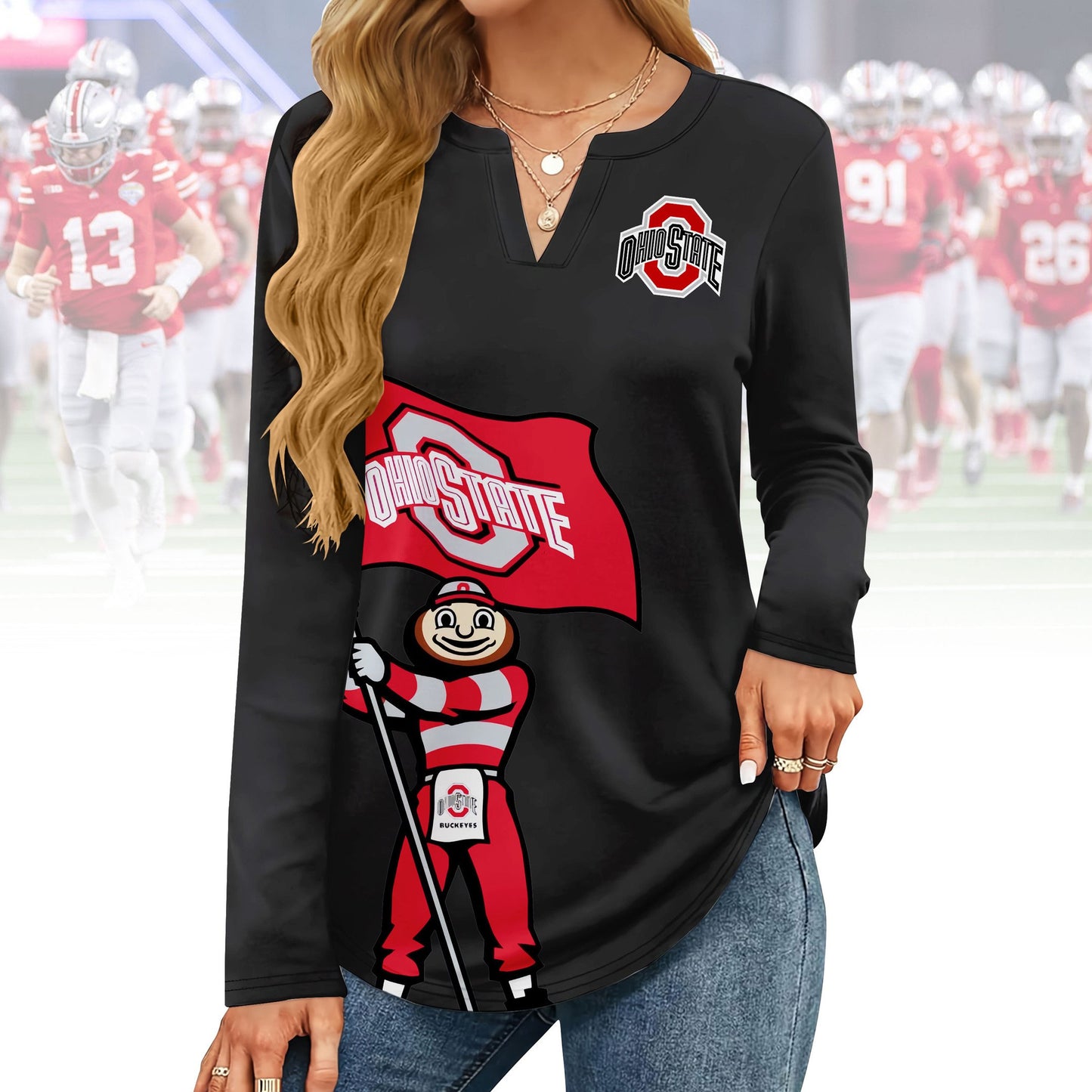 OSB V-neck Long Sleeve Shirt TMN