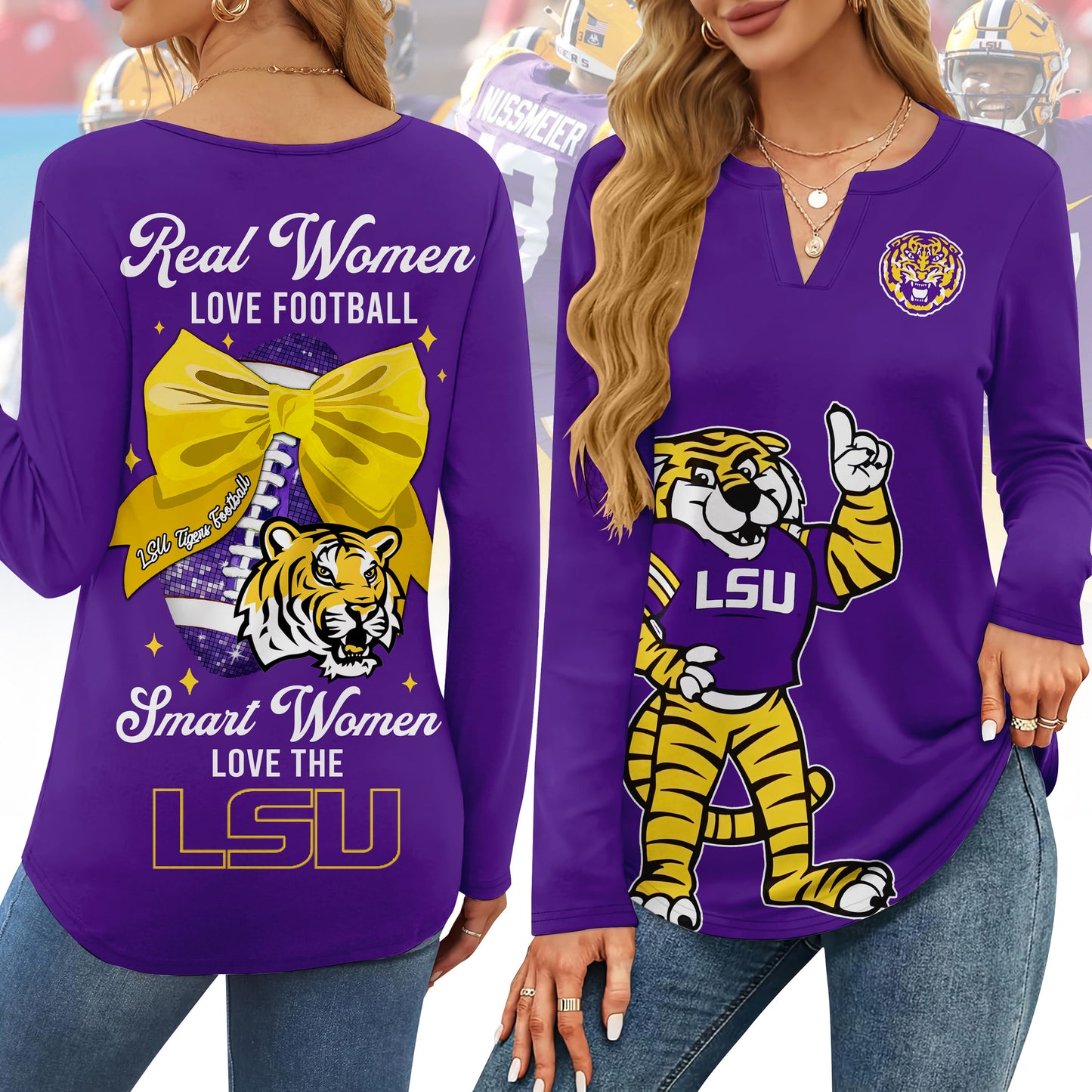 LSUT V-neck Long Sleeve Shirt TMN