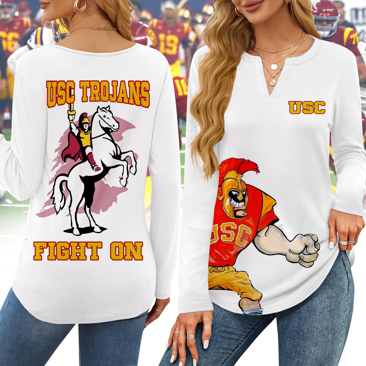 USC V-neck Long Sleeve Shirt NTY