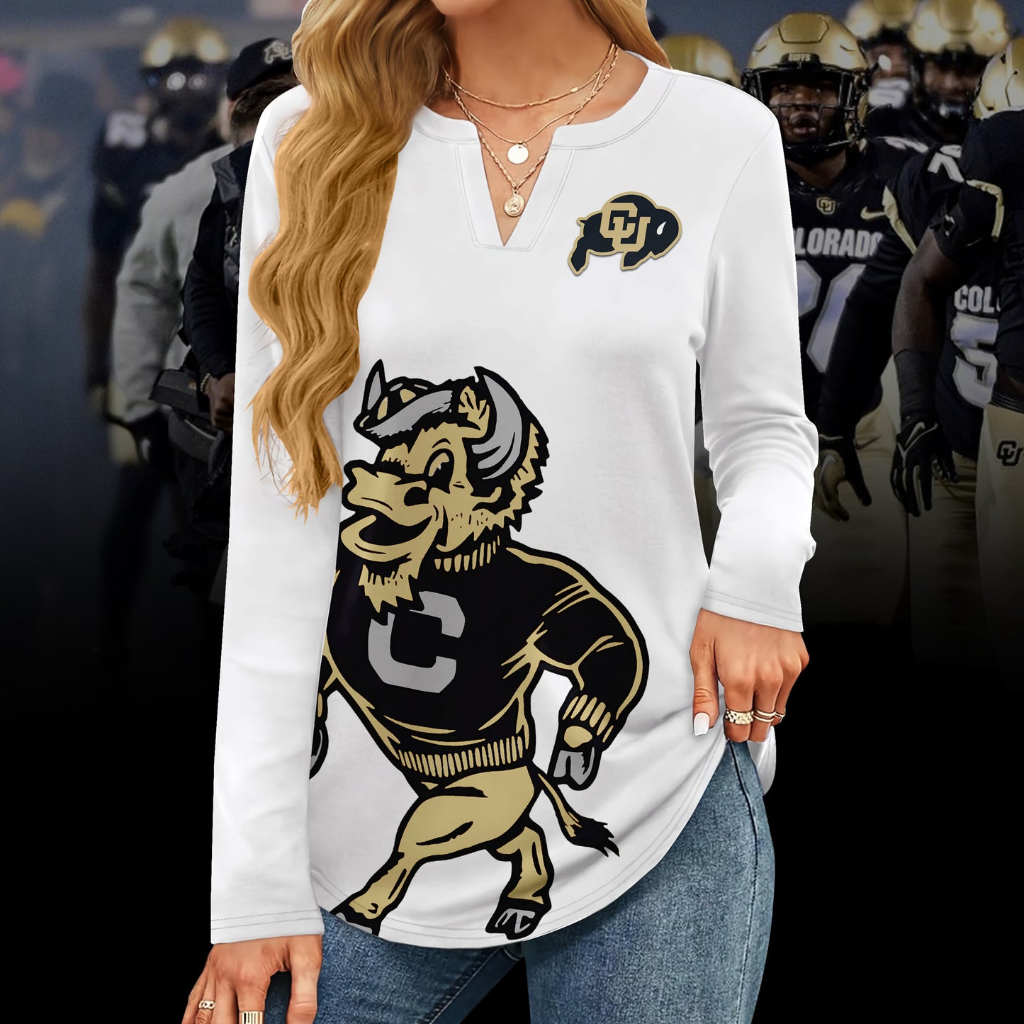 CLB V-neck Long Sleeve Shirt TMN