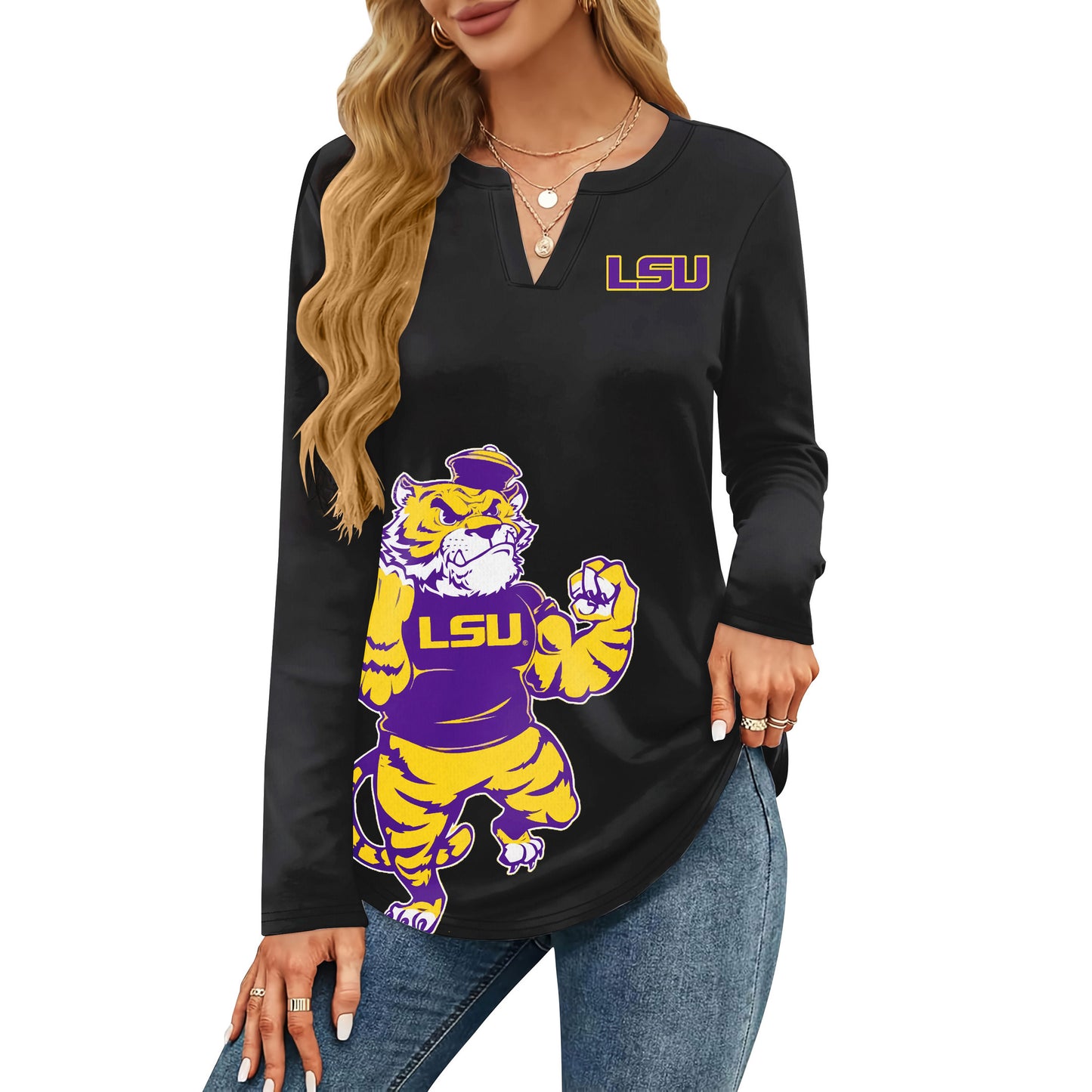 LSUT V-neck Long Sleeve Shirt NTY