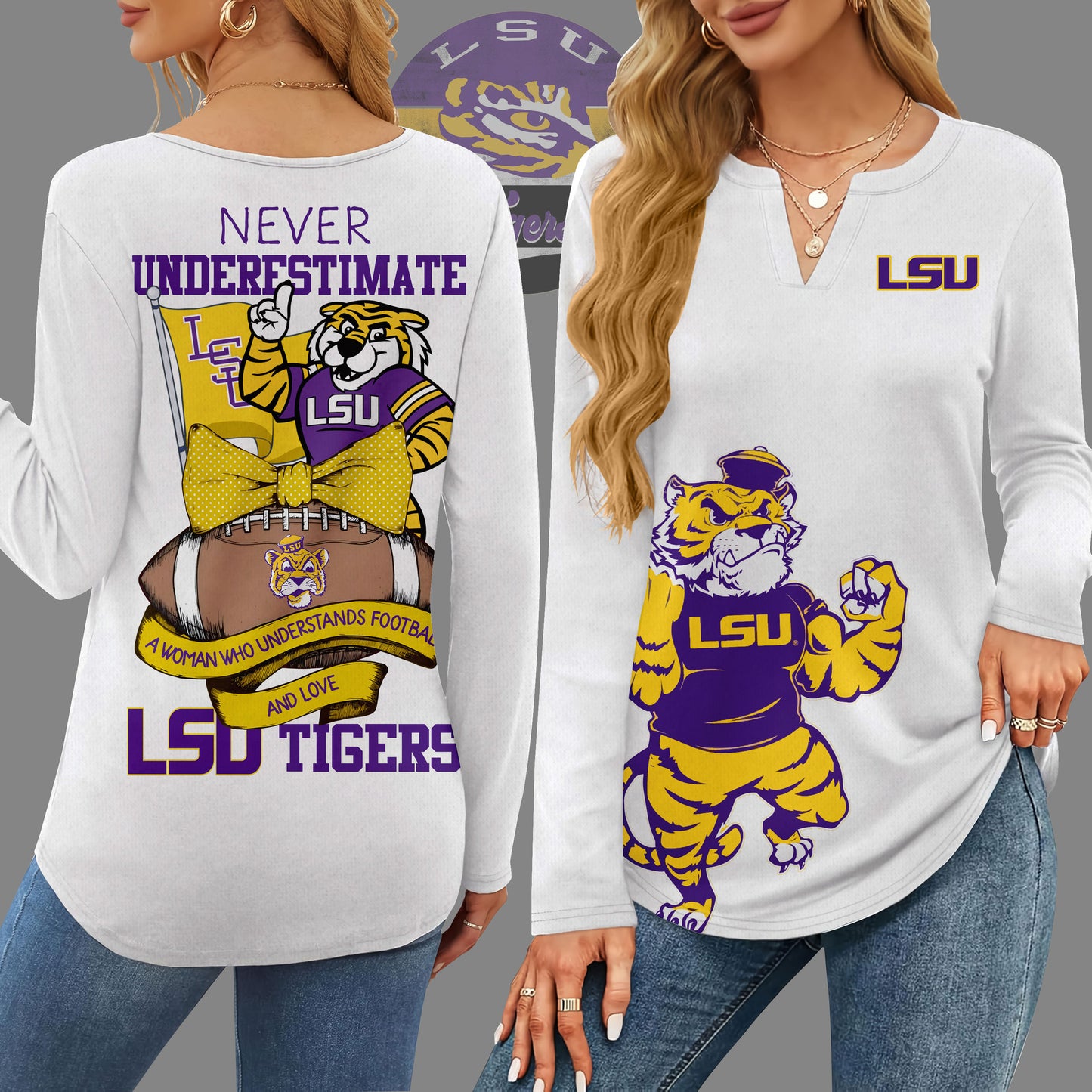 LSUT V-neck Long Sleeve Shirt NTY