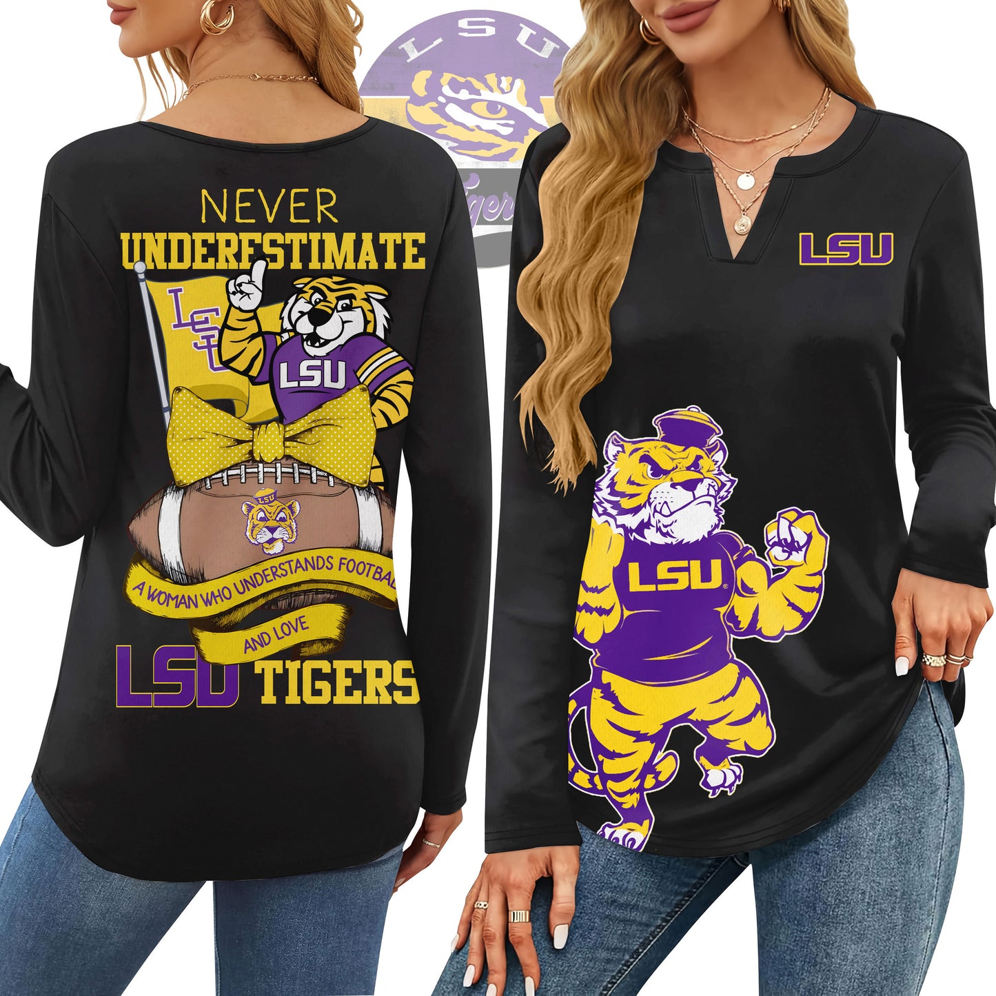 LSUT V-neck Long Sleeve Shirt NTY