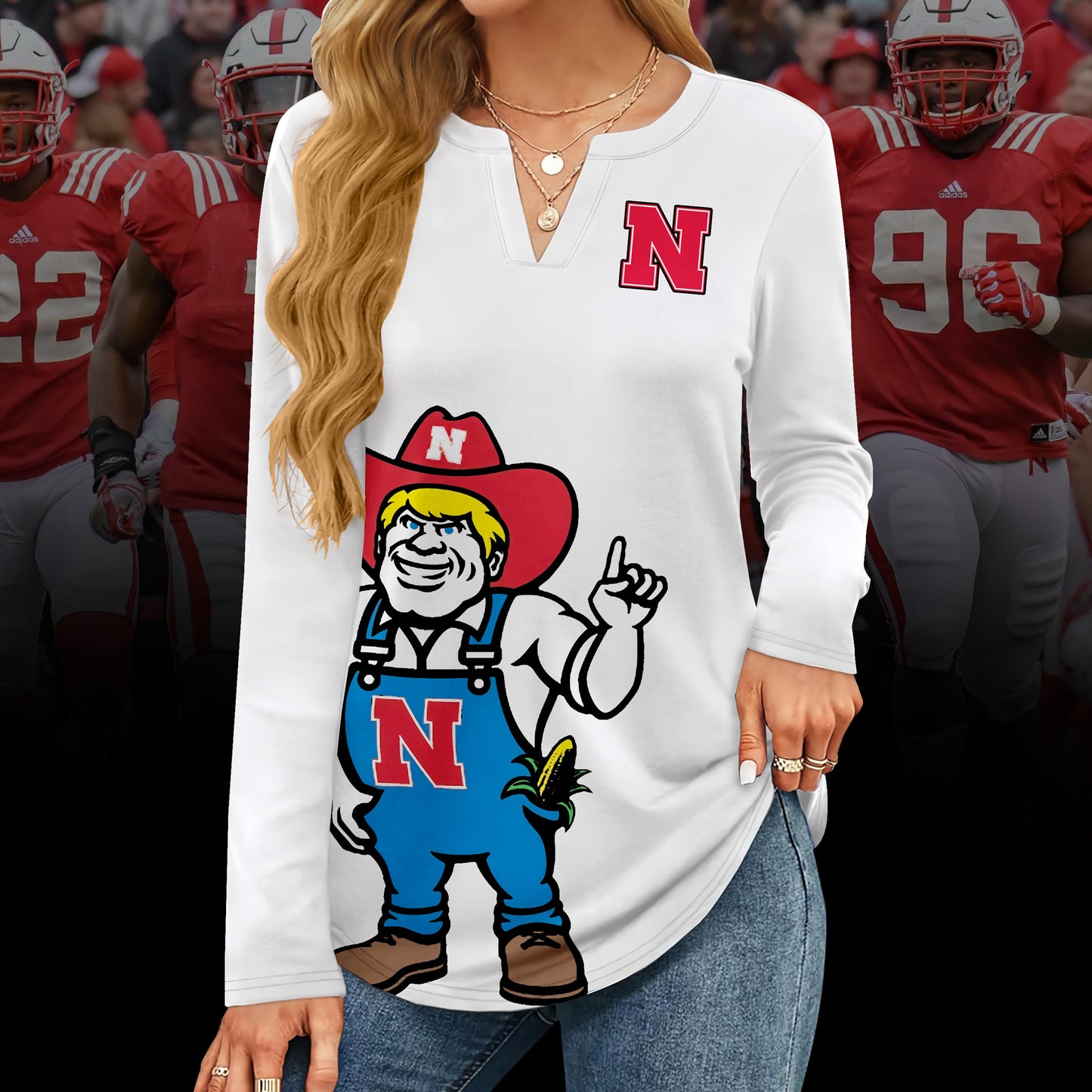 NCH V-neck Long Sleeve Shirt TMN