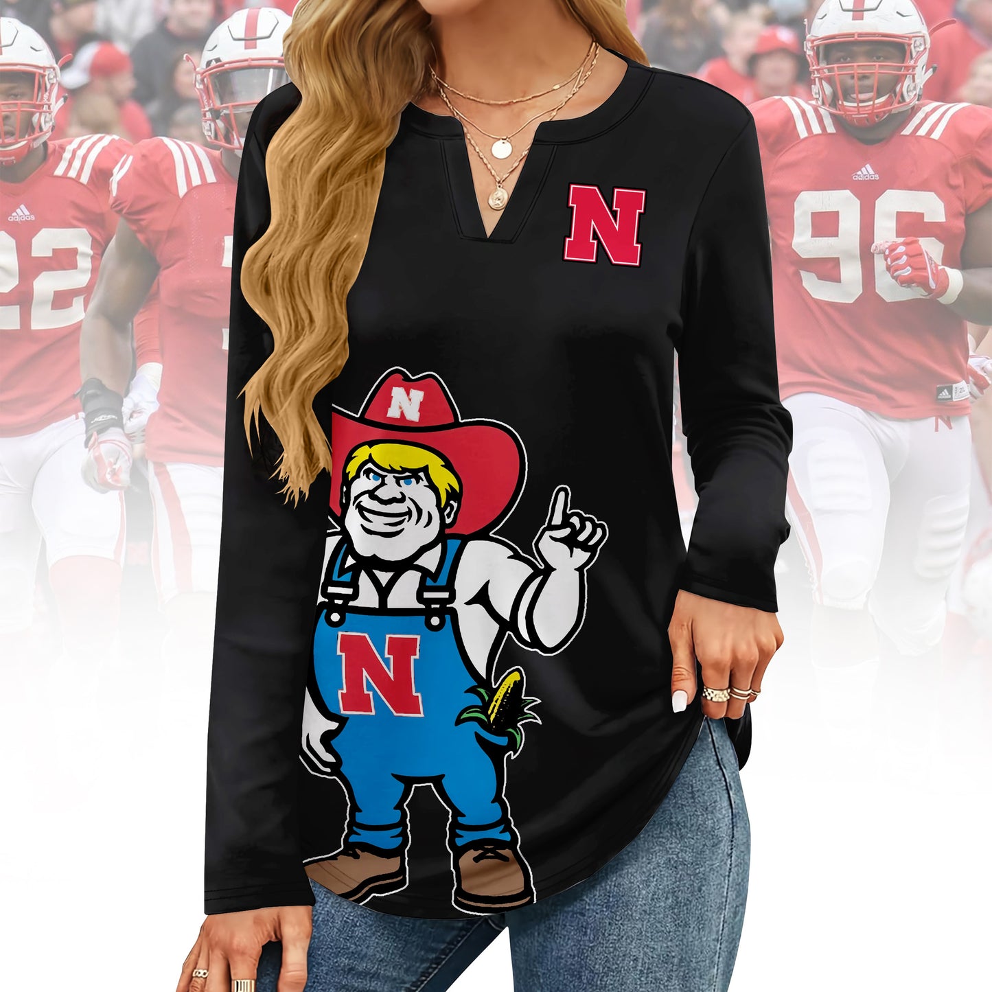 NCH V-neck Long Sleeve Shirt TMN