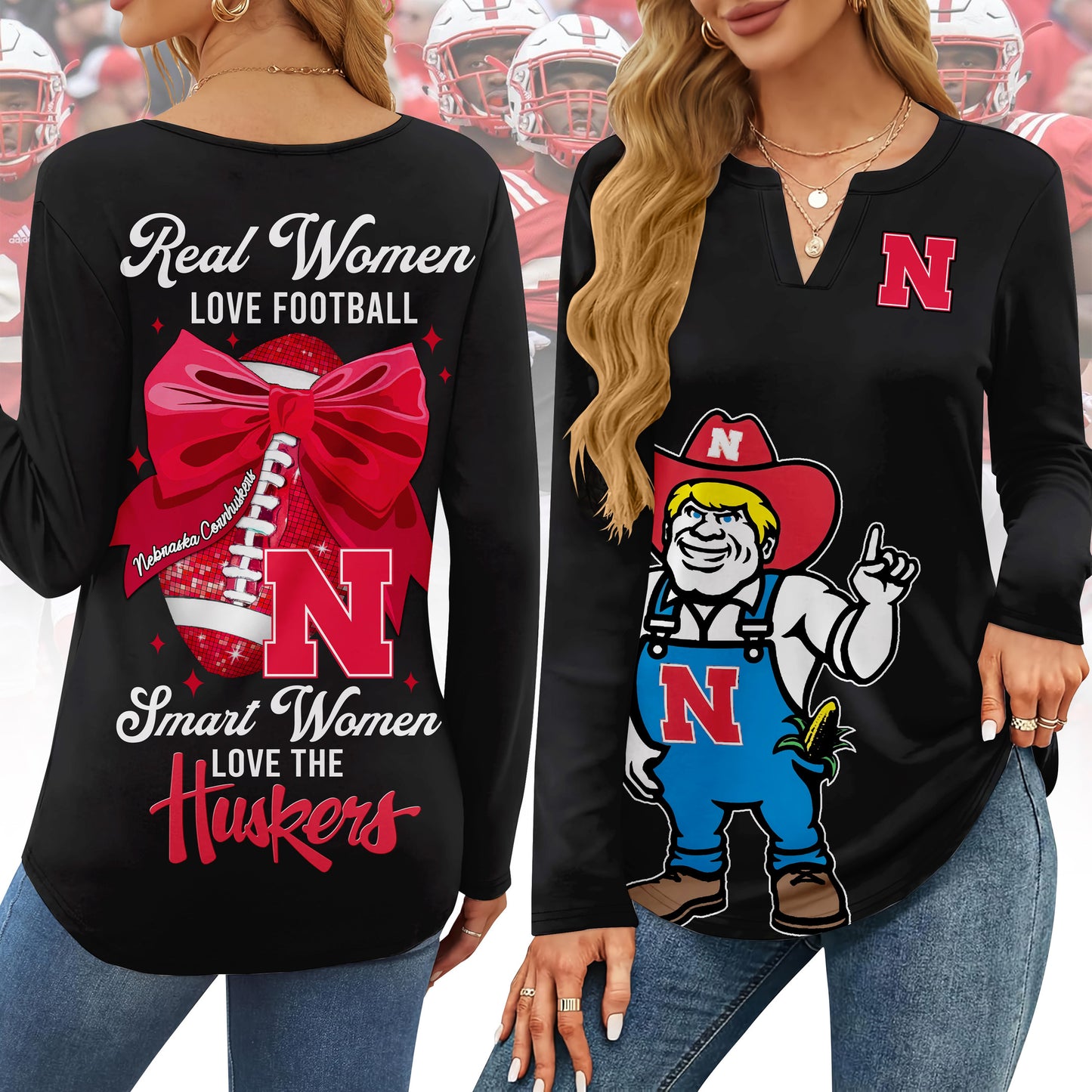 NCH V-neck Long Sleeve Shirt TMN